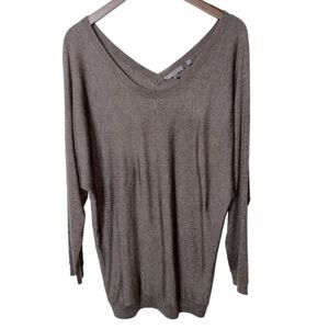 Vince Taupe V-Neck Lightweight Sweater